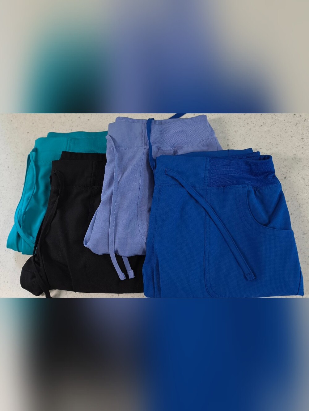 Lot of 4 HeartSoul Women's Jogger Scrub - Teal, Black, Ceil & Royal Blue